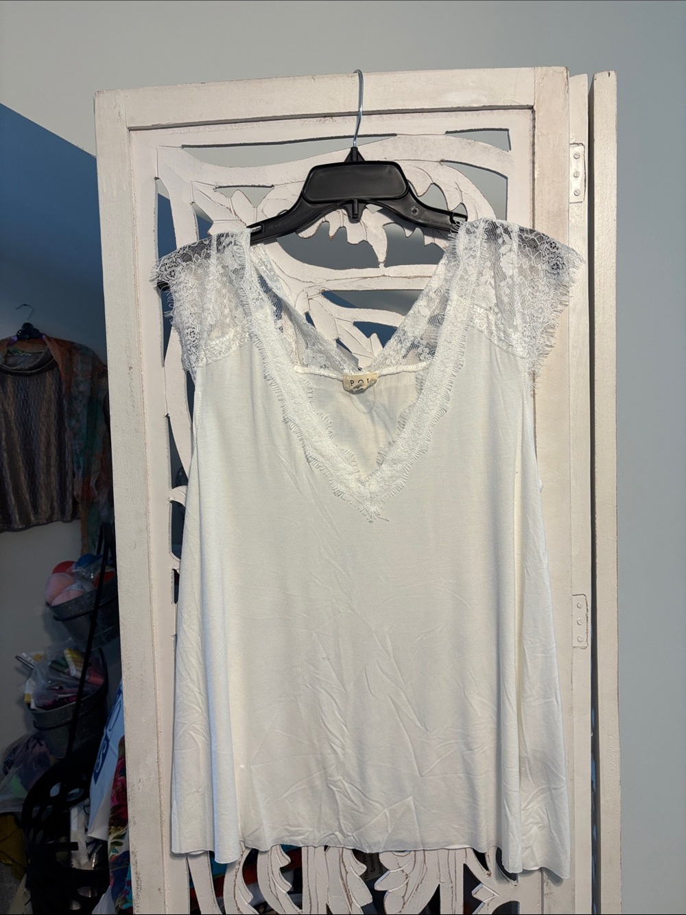 Women's Lace-Trim Sleeveless top - White